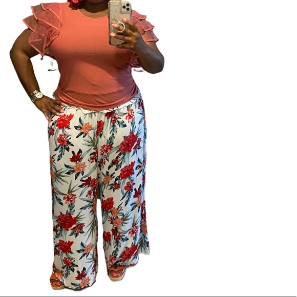 Brand New! A Love Story Salmon Fluttered Tiered Tulle Short Sleeve Shirt Size XL - Picture 8 of 10